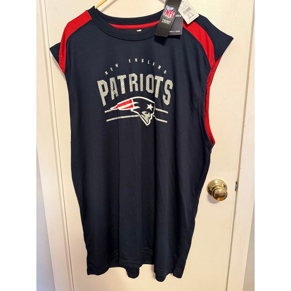 NFL New England Patriots Navy and Red Sleeveless Tee Jersey